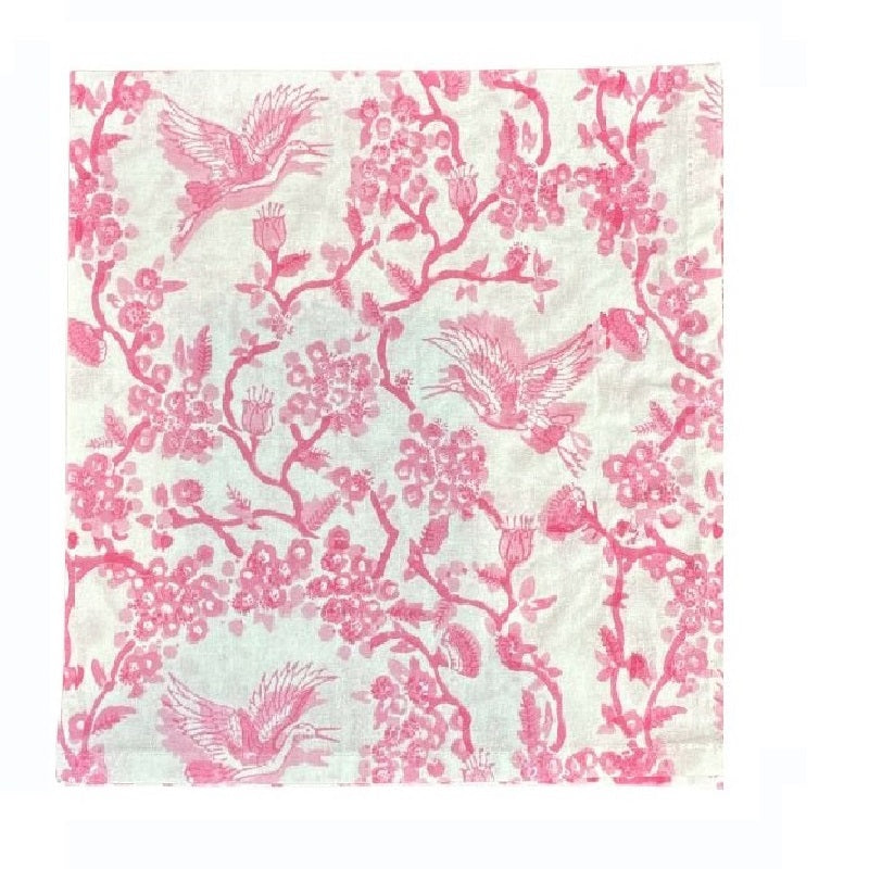 Toile de Jouy Birds - Pink - Napkins, Set of 4