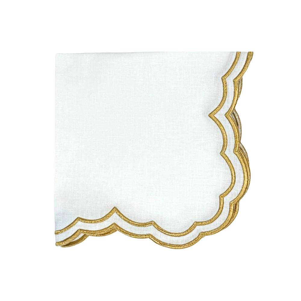 Studio Collection Lillian  Napkin - White/Gold, Set of 4