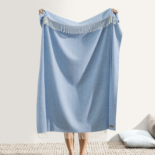 Blue Denim Italian Herringbone Throw