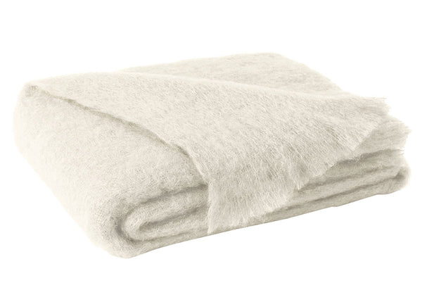 Cream Brushed Mohair Throw