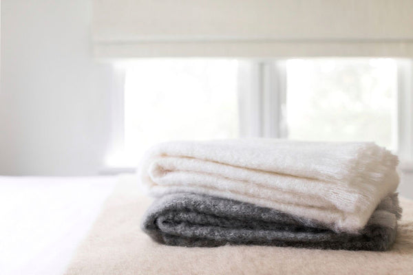 Cream Brushed Mohair Throw