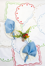 Tessuti White Round Placemats with Red Dots, Set of 4