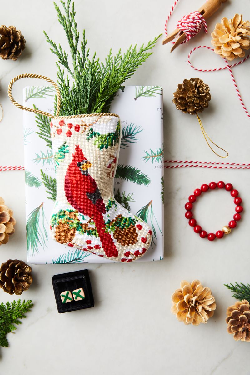 Christmas Cardinal Bauble Stocking