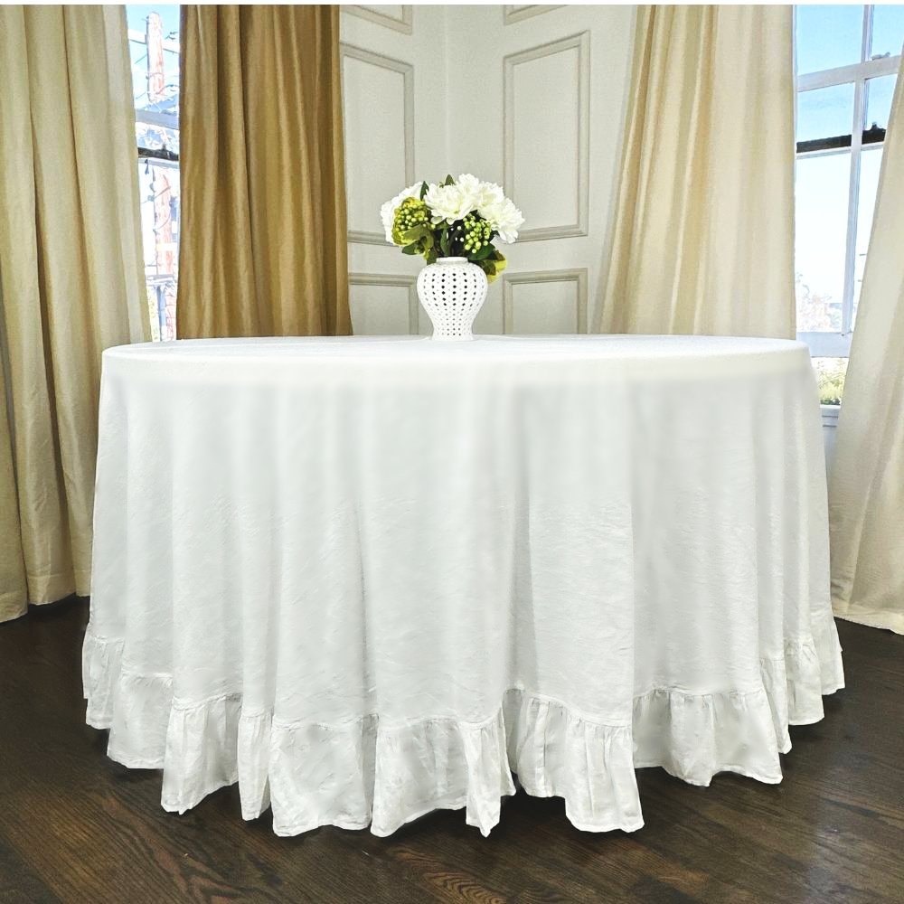 White Linen Ruffle - Tablecloth