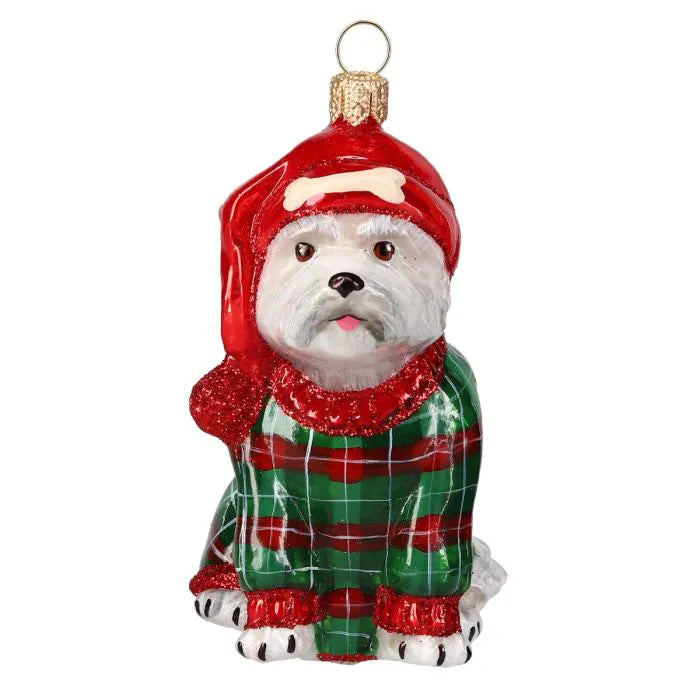 Westie in Christmas PJ's
