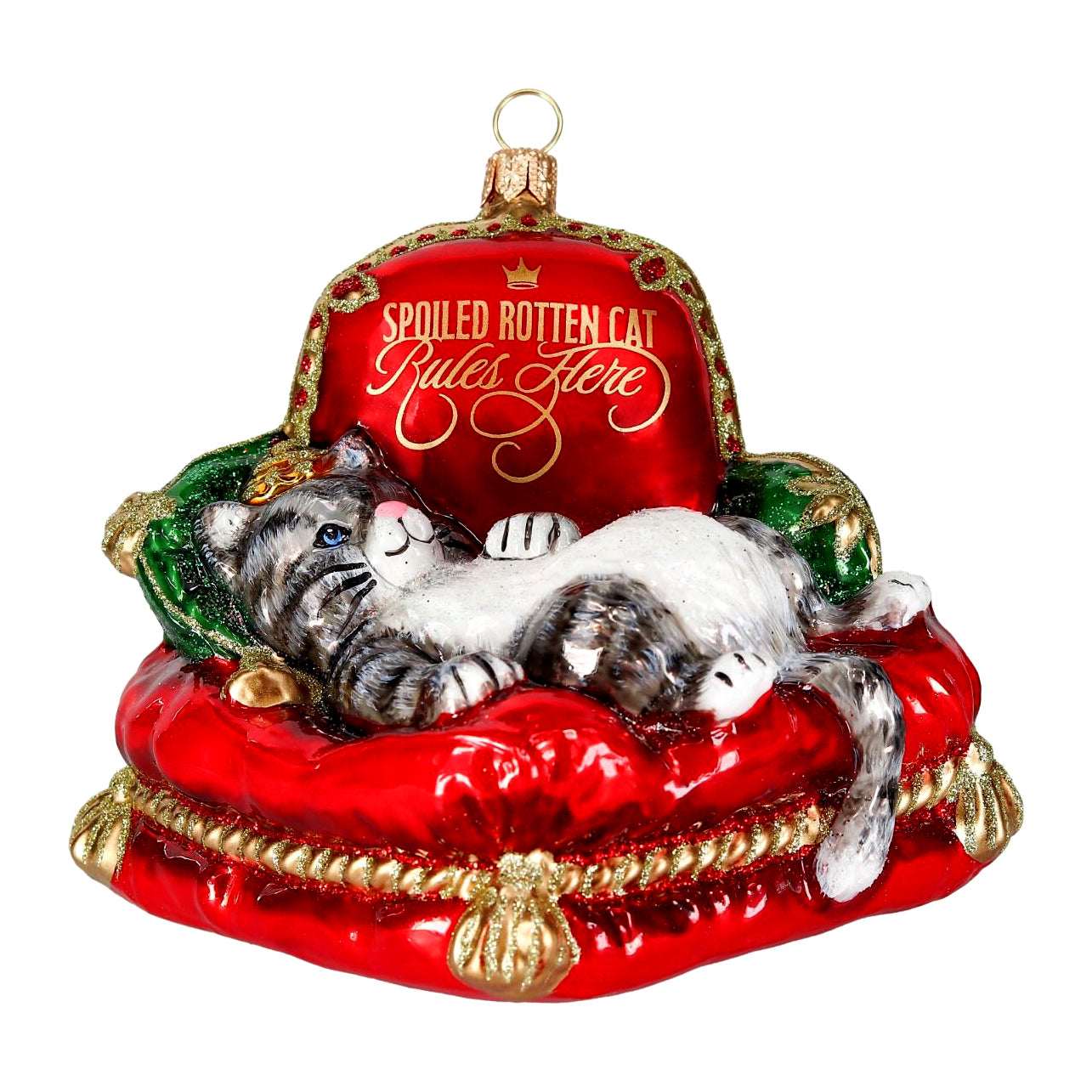 A Spoiled Rotten Cat Rules Here Christmas Ornament