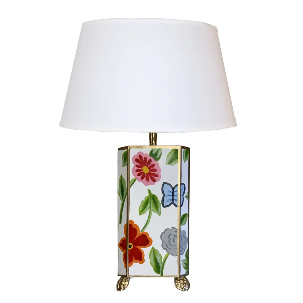 White Flower Lamp with White Shade