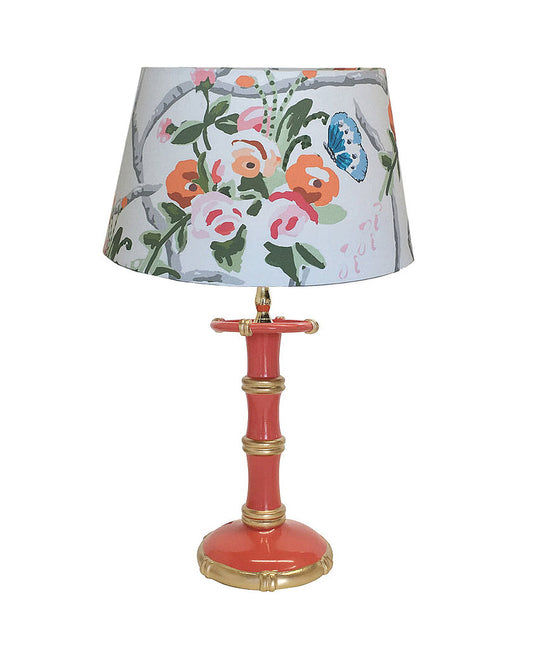 Dana Gibson Coral Bamboo Candle Stick Lamp