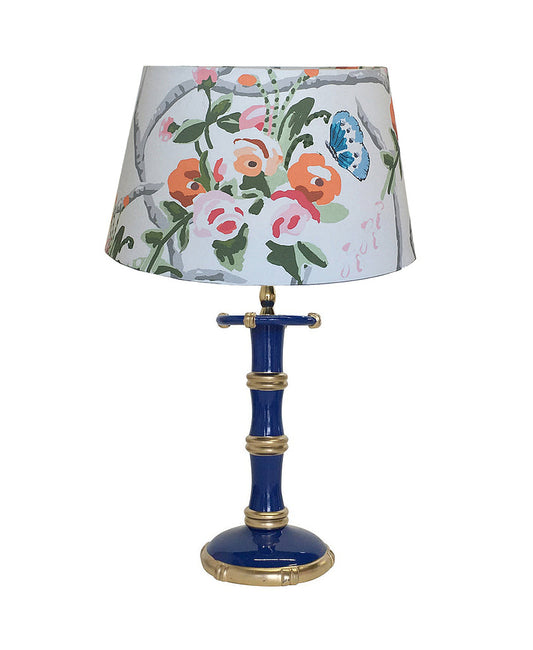 Dana Gibson Navy Bamboo Candle Stick Lamp