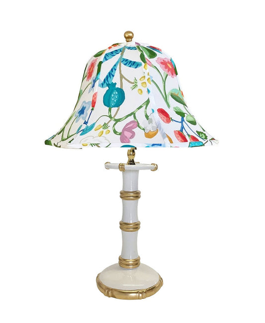 White Candlestick Lamp with Breakfast Floral Dome Shade