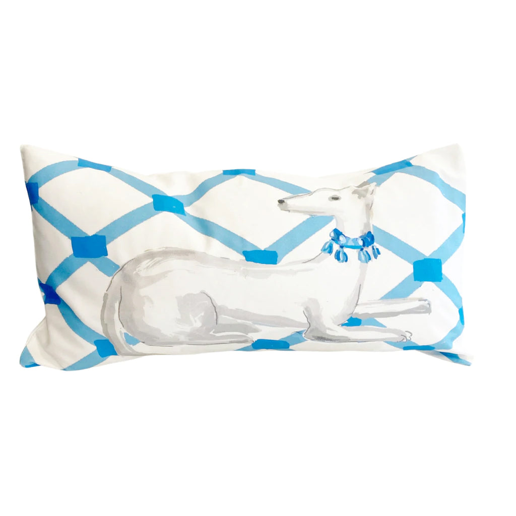 Dana Gibson Blue Whippet Lumbar Pillow