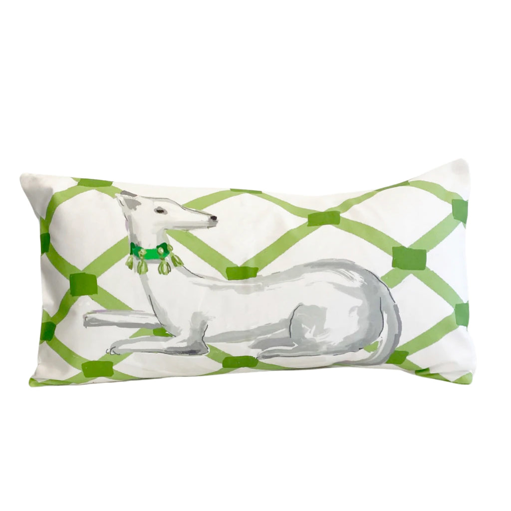 Dana Gibson Green Whippet Lumbar Pillow