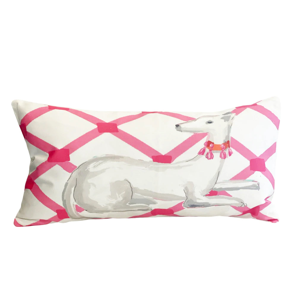 Dana Gibson Pink Whippet Lumbar Pillow