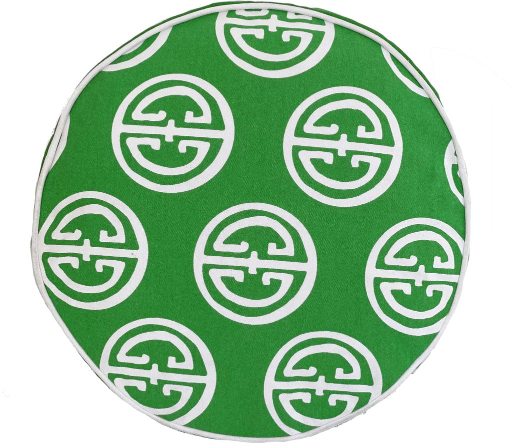 Dana Gibson Pill Box Round in Green Pavilion Pillow –