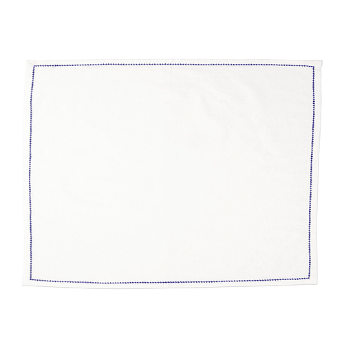 Ivory Placemats with Cobalt Stitching, Set of 4