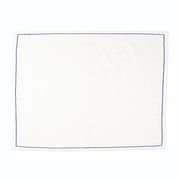 Ivory Placemats with Cobalt Stitching, Set of 4
