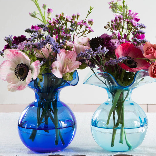 Vietri Hibiscus Glass Blue Bud Vase