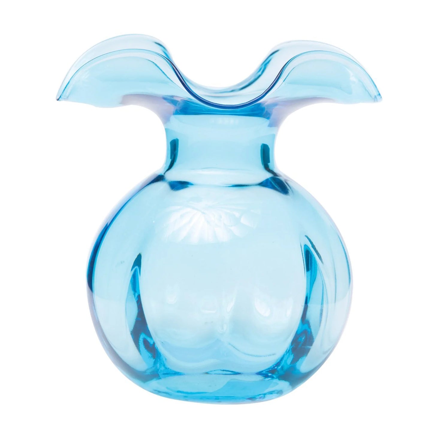 Vietri Hibiscus Glass Aqua Med Fluted Vase