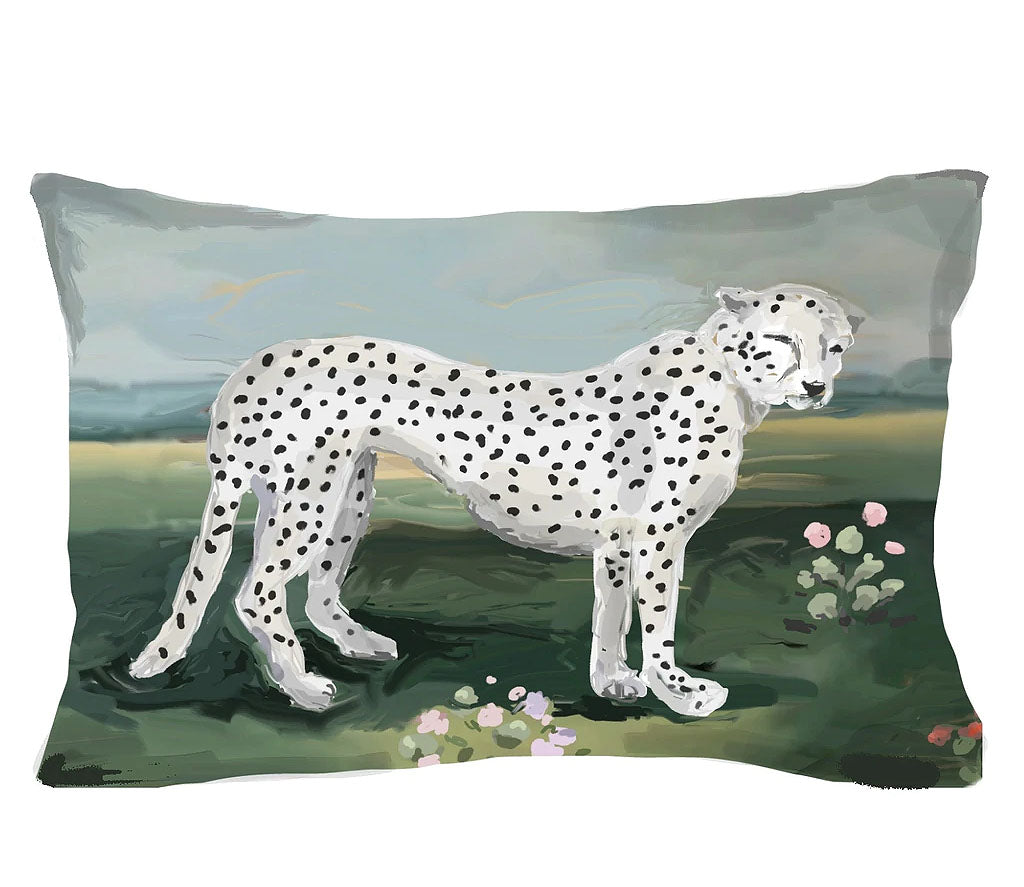 Dana Gibson White Leopard Lumbar Standing, Jumbo Pillow