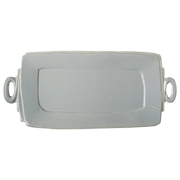 Vietri Lastra Handled Rectangular Platter Gray