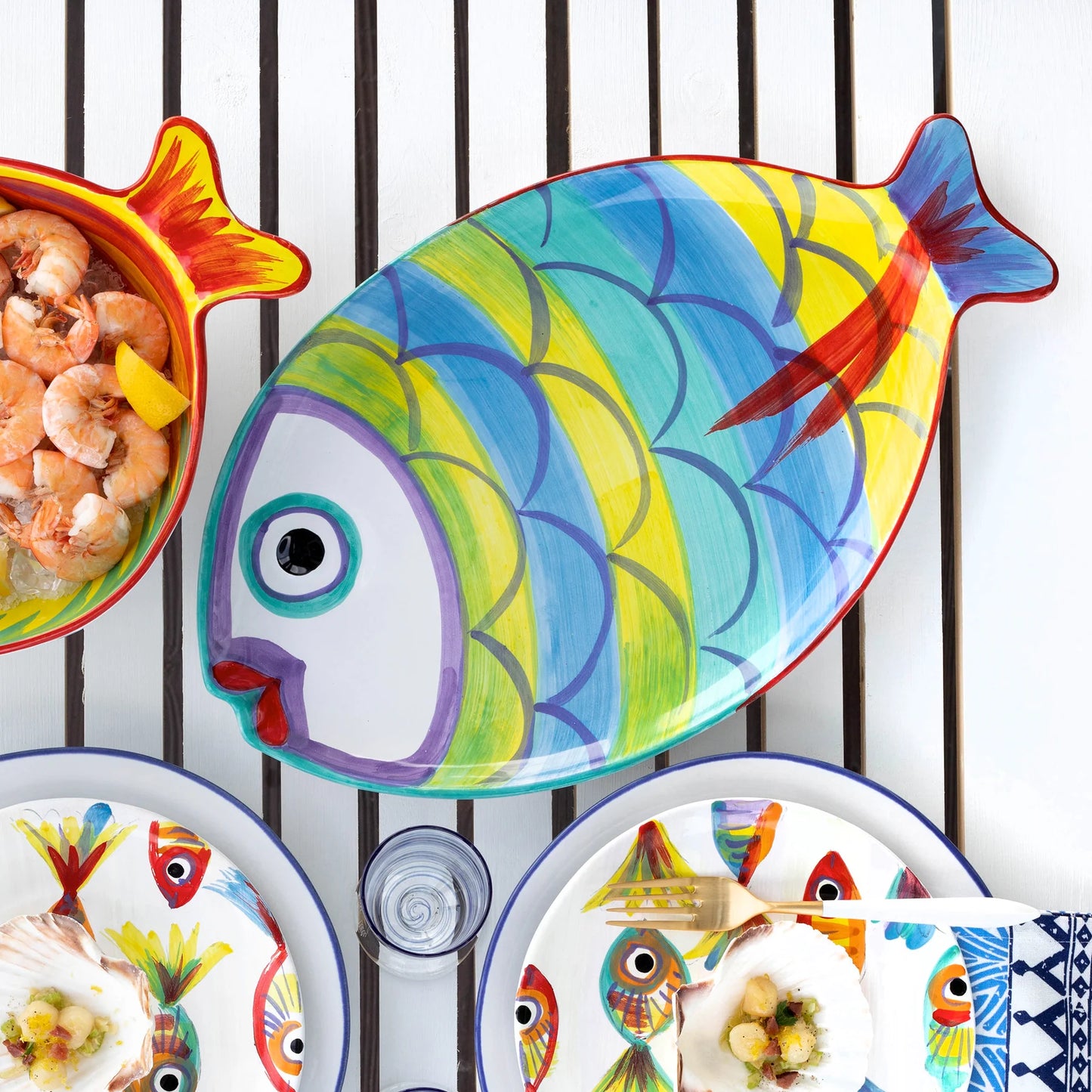 Vietri Peaci Colorati Figural Fish Platter