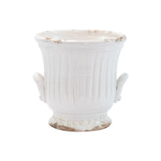 Vietri Rustic Garden White Med Handled Cachepot