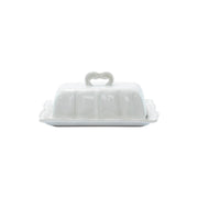 Vietri Incanto Stone White Baroque Buuter Dish