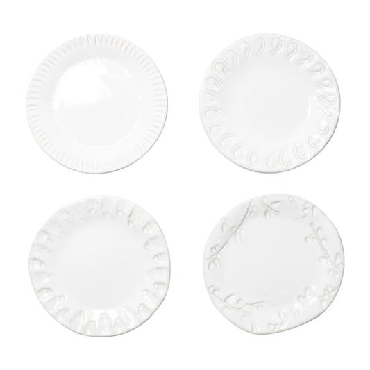Vietri Incanto Stone White Assorted Canape Plates